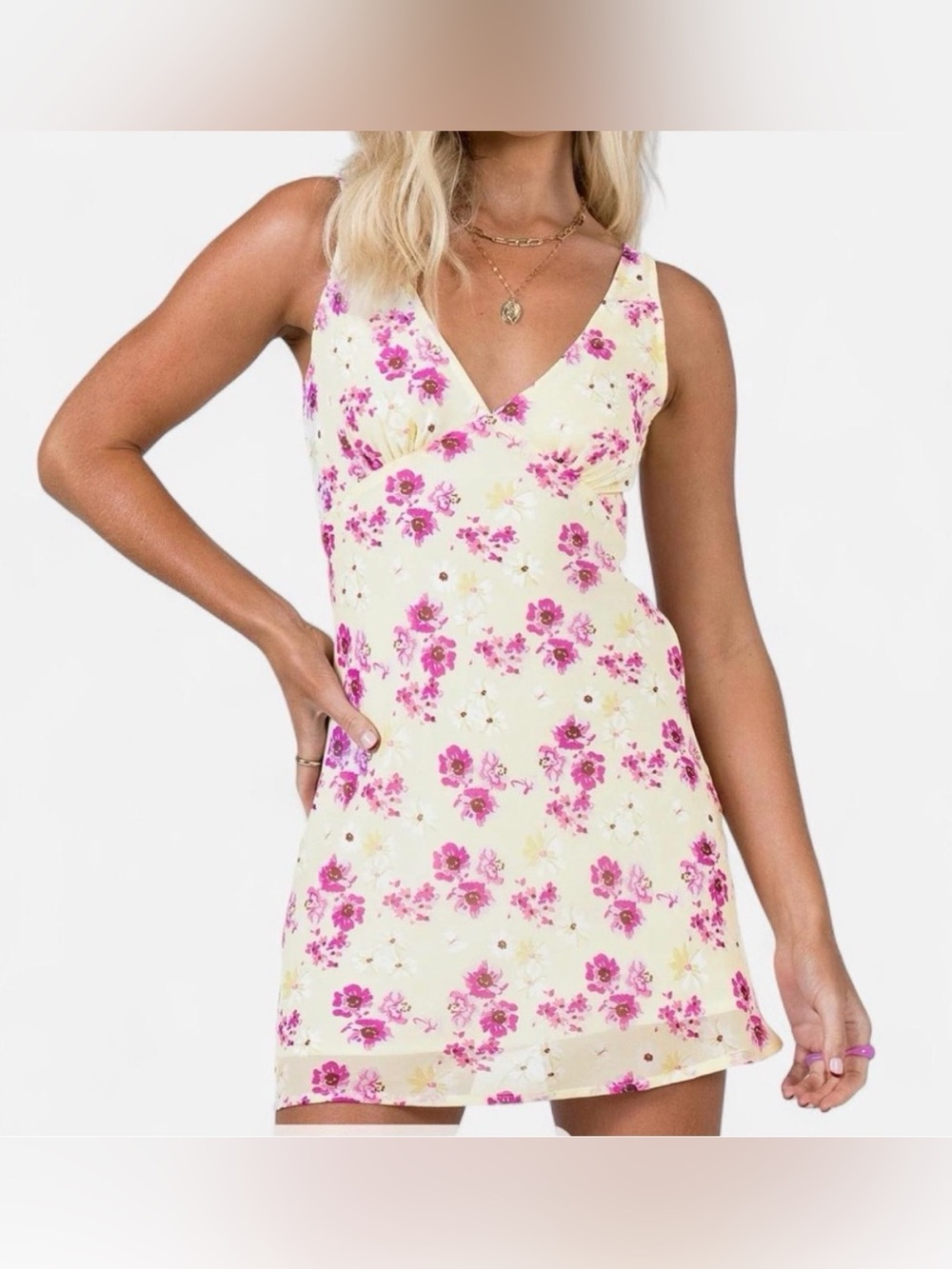 Princess Polly Nellie Mini Dress Yellow Floral